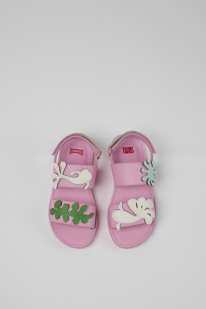 Camper Twins - Sandalias rosas de piel con doble tira