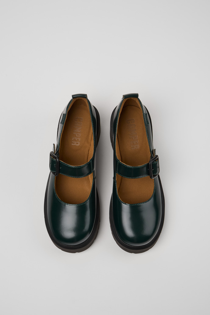 Camper Milah - Zapatos Mary Jane de piel verde para mujer