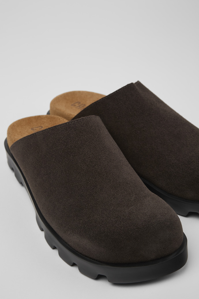 Sandalias Camper Brutus - Zuecos grises para mujer de piel nobuk