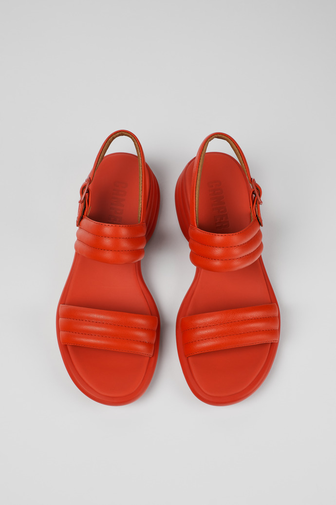 Camper Spiro - Sandalias rojas de piel con doble tira para mujer