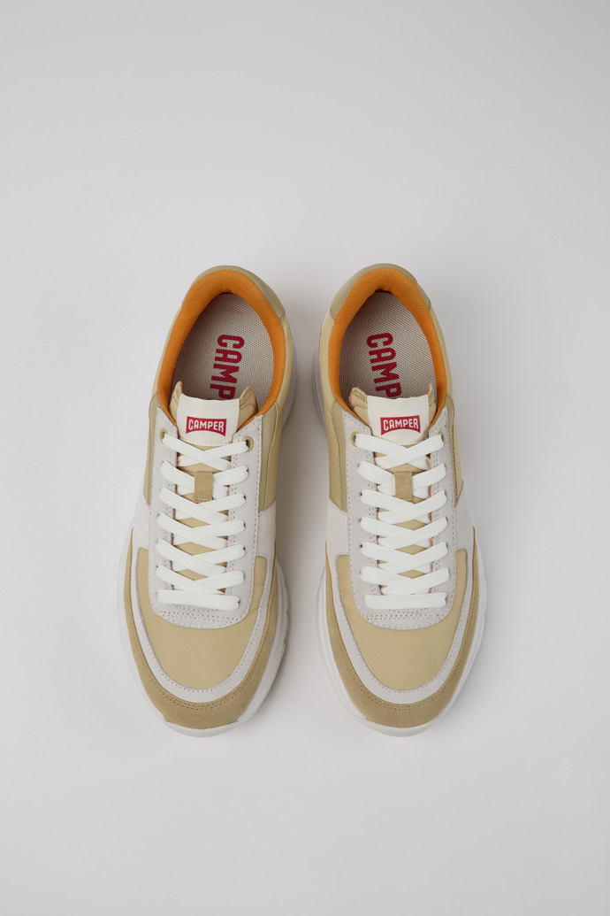 Camper Drift - Zapatillas de piel nobuk beige y blanca para hombre