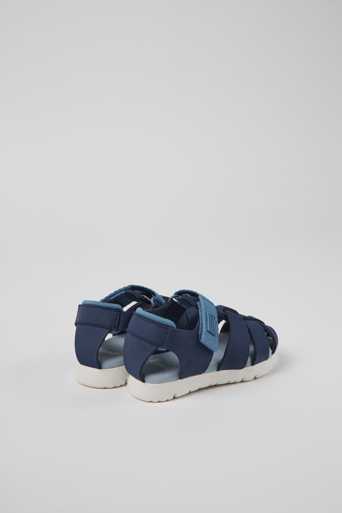 Camper Oruga - Sandalias infantiles de piel y textil azules.