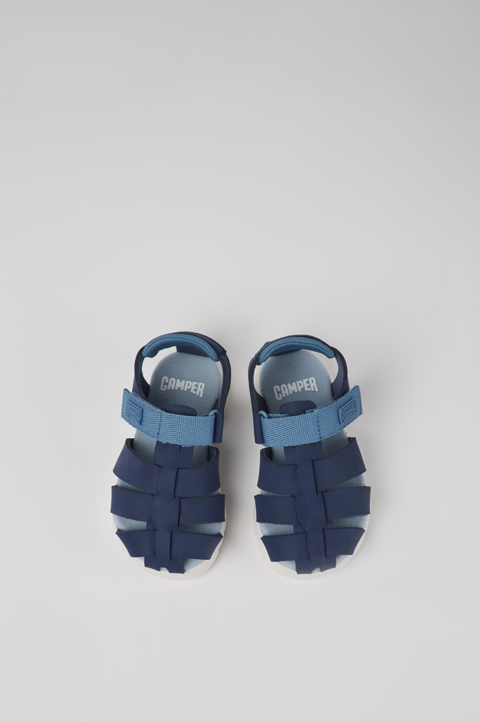 Camper Oruga - Sandalias infantiles de piel y textil azules.