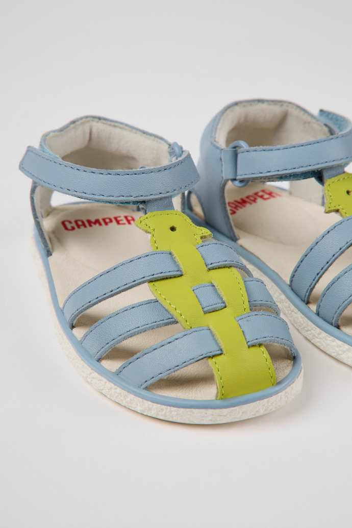 Camper Miko - Sandalias de piel para niños en verde y azul