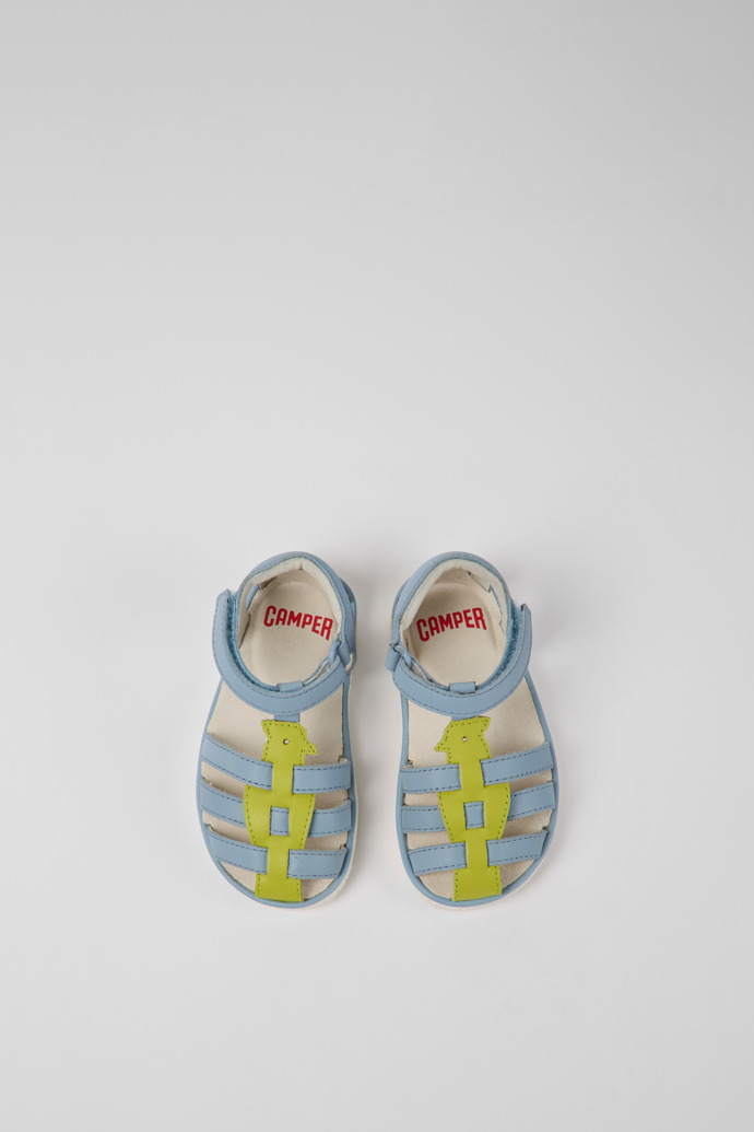 Camper Miko - Sandalias de piel para niños en verde y azul