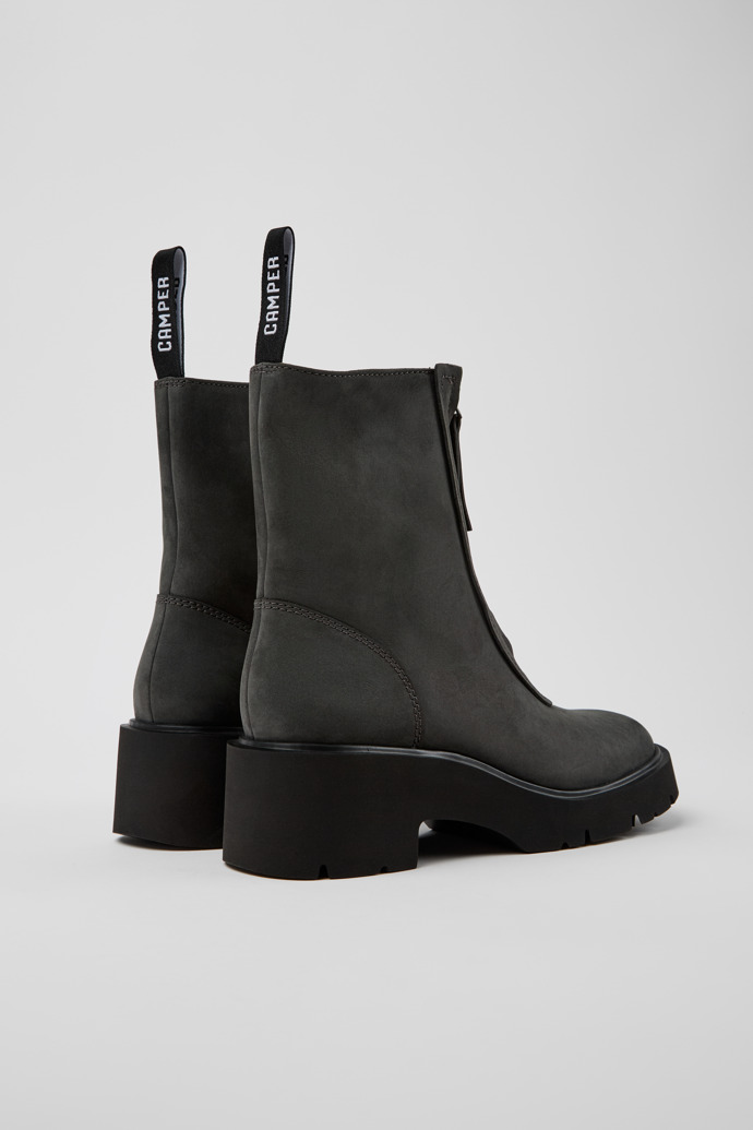 Camper Milah - Botas de media caña de piel nobuk gris para mujer.