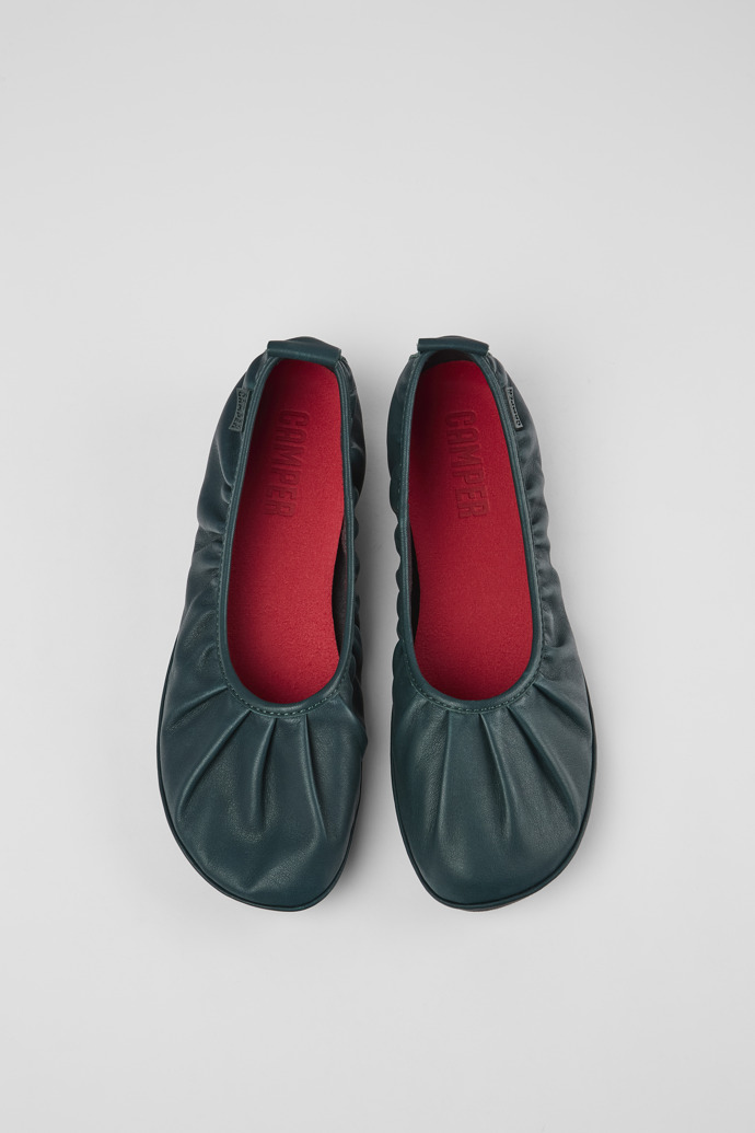 Camper Right - Bailarinas verdes de piel para mujer