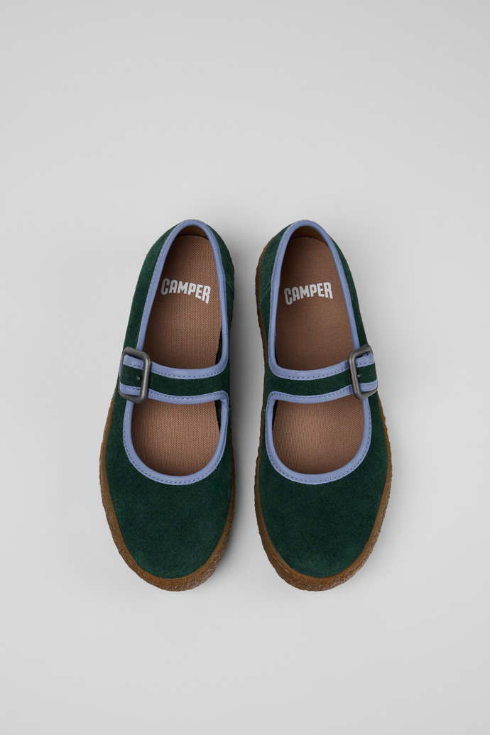 Camper Peu Terreno - Zapatos de piel y nobuk verde para mujer.