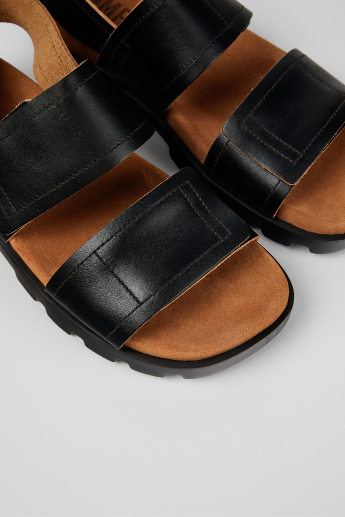 Camper Brutus Sandal - Sandalias negras de piel para hombre con doble tira.