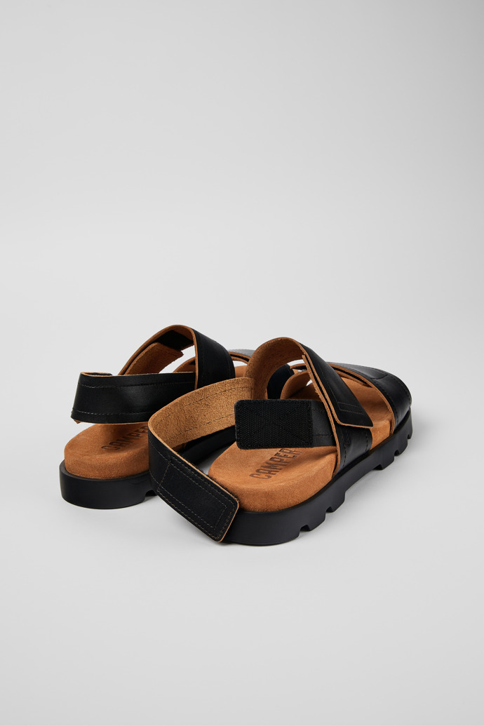 Camper Brutus Sandal - Sandalias negras de piel para hombre con doble tira.