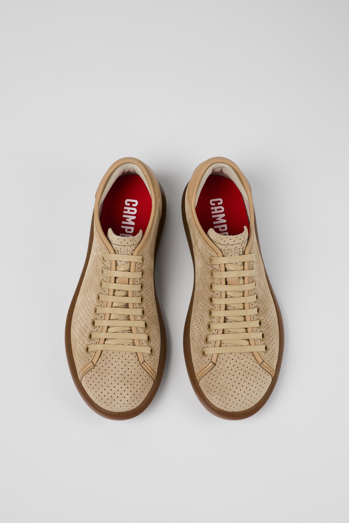 Camper Pelotas Soller - Zapatillas beige de nobuk y piel para mujer.