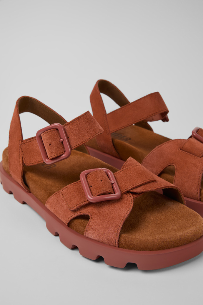 Camper Brutus Sandal - Sandalias rojas de nobuk para mujer.