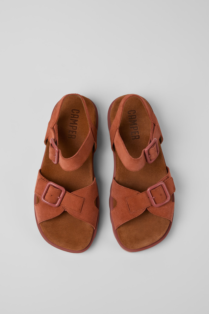 Camper Brutus Sandal - Sandalias rojas de nobuk para mujer.