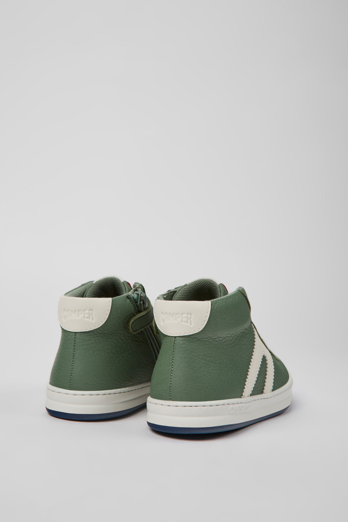 Camper Runner - Botines verdes y blancos de piel para niños.