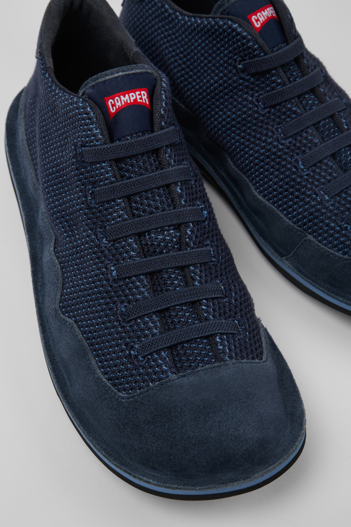 Camper Beetle - Botines azules para niño de malla y piel nobuk de TENCEL.