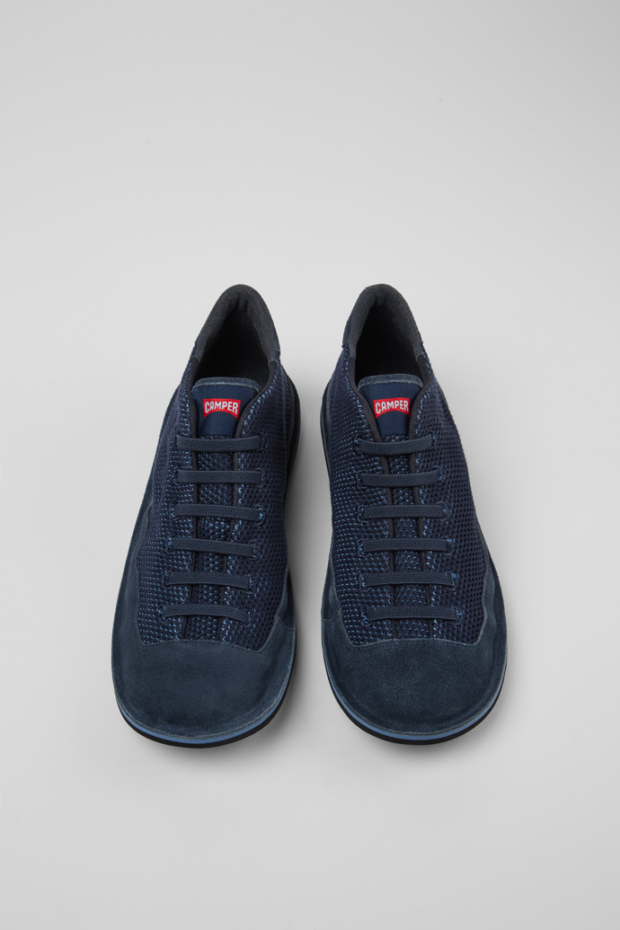 Camper Beetle - Botines azules para niño de malla y piel nobuk de TENCEL.