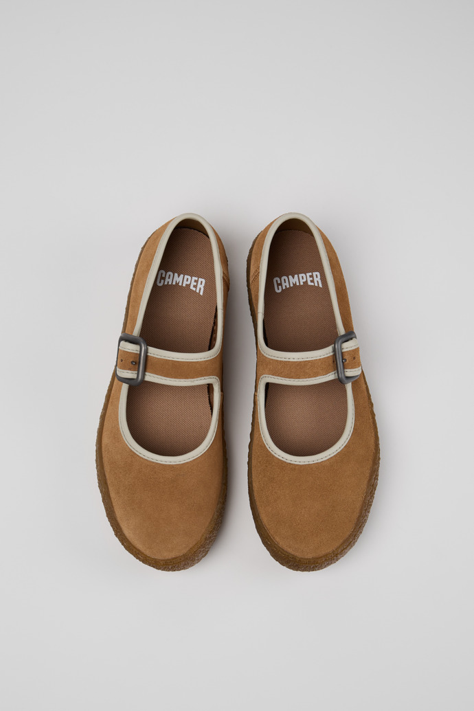 Camper Peu Terreno - Zapatos de piel nobuk marrón y gris para mujer.