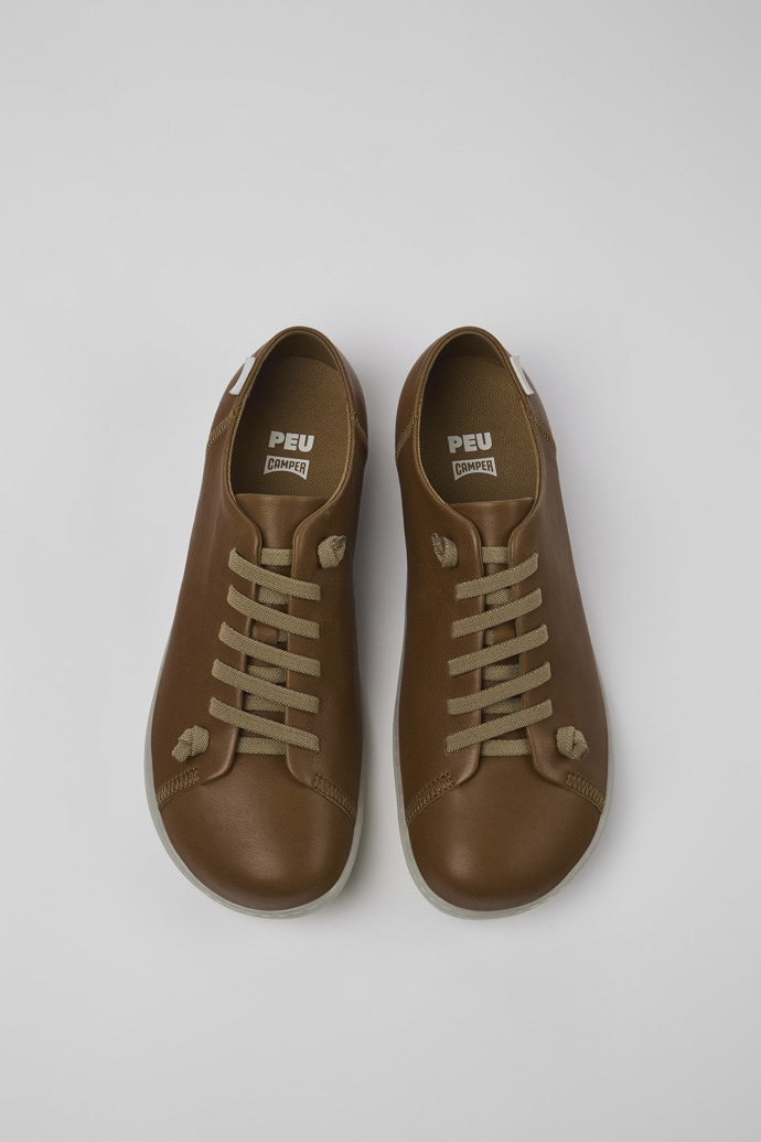Camper Peu - Zapatillas de baloncesto de piel marrón para hombre