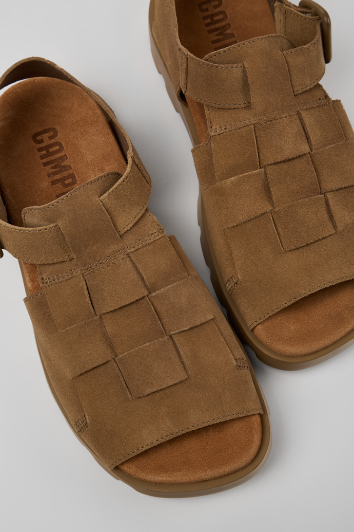 Camper Brutus Sandal - Sandalias infantiles marrones de piel nobuk.