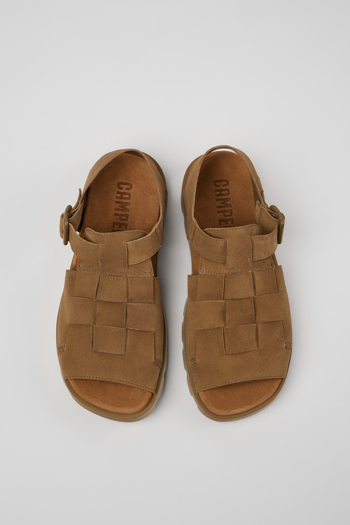 Camper Brutus Sandal - Sandalias infantiles marrones de piel nobuk.