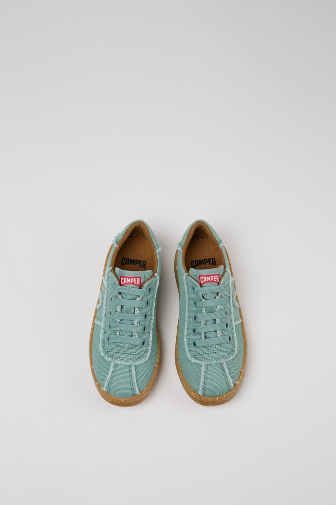 Camper Runner - Zapatillas verdes para niños fabricadas con algodón reciclado.