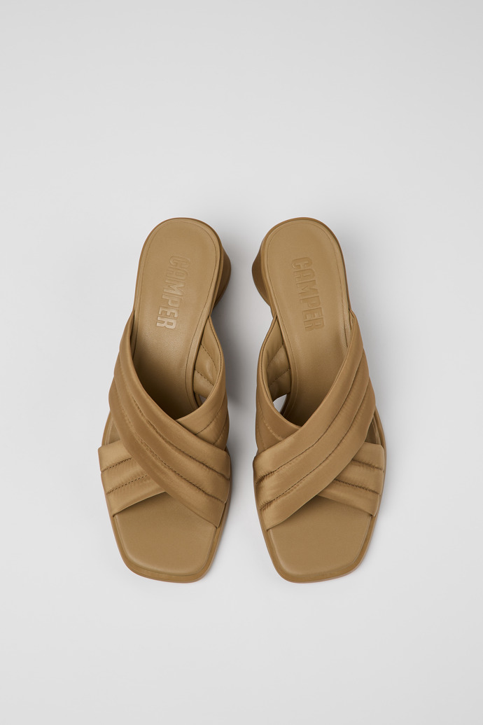 Camper Kiara - Sandalias marrones de tela con tiras cruzadas para mujer