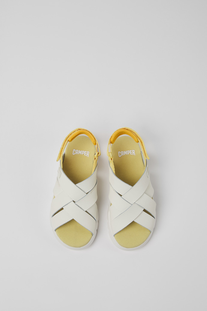 Camper Oruga - Sandalias blancas para niños de piel y textil