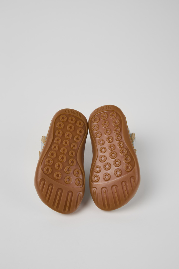 Camper Peu - Zapatos de piel plateados para niños