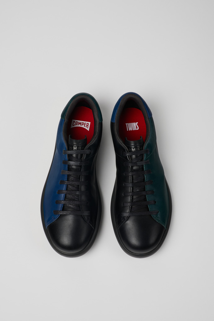 Camper Twins - Zapatillas negras y azules de piel para hombre