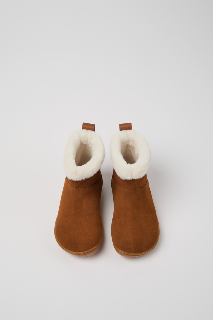 Camper Peu - Botines marrones para niño en piel nobuk.