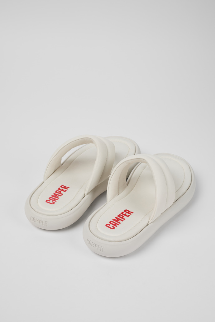 Camper Pelotas Flota - Chanclas de piel blanca para mujer