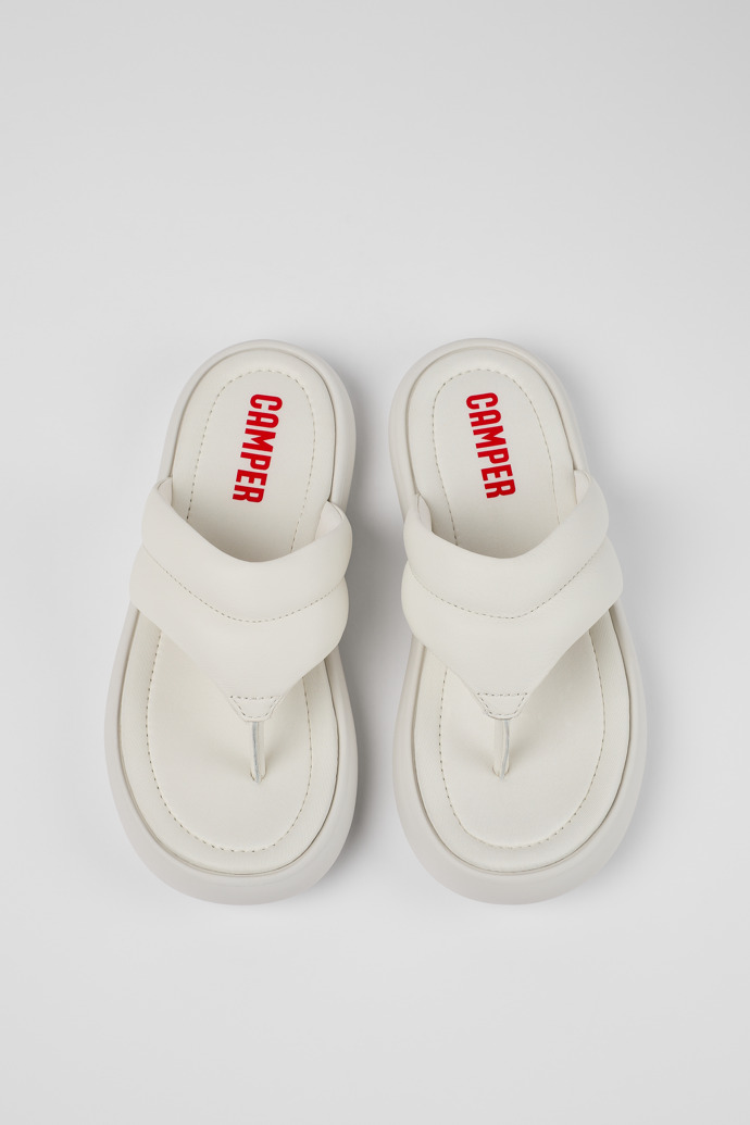 Camper Pelotas Flota - Chanclas de piel blanca para mujer