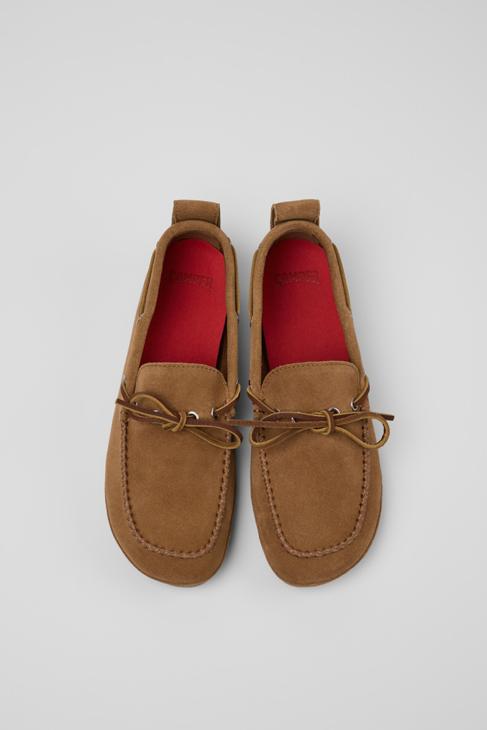 Camper Right Nina - Bailarinas marrones de nobuk para mujer.