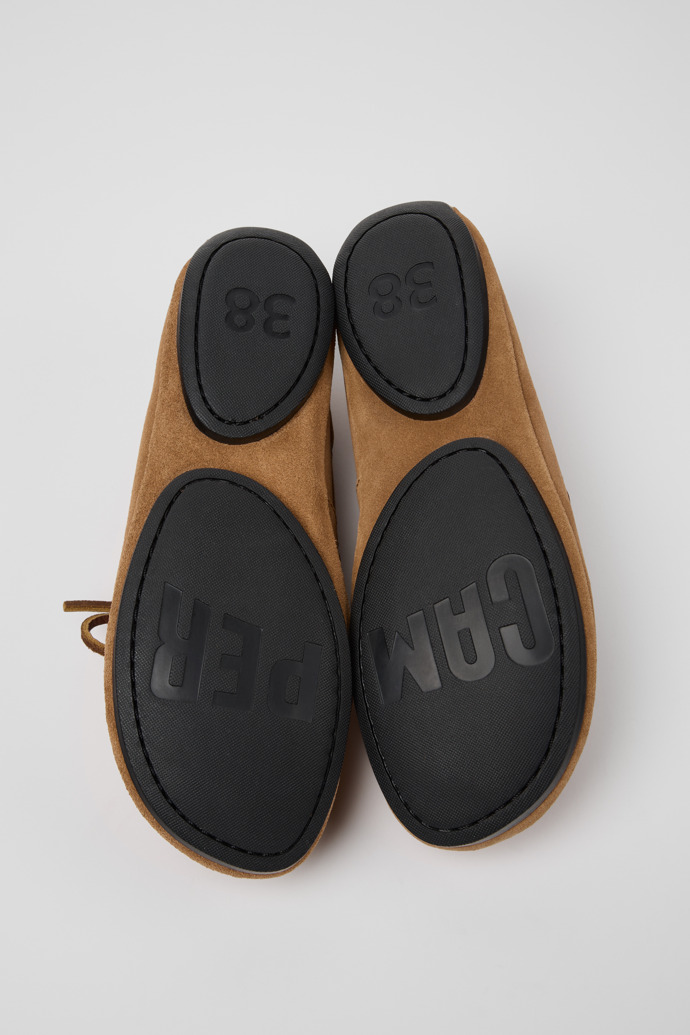 Camper Right Nina - Bailarinas marrones de nobuk para mujer.