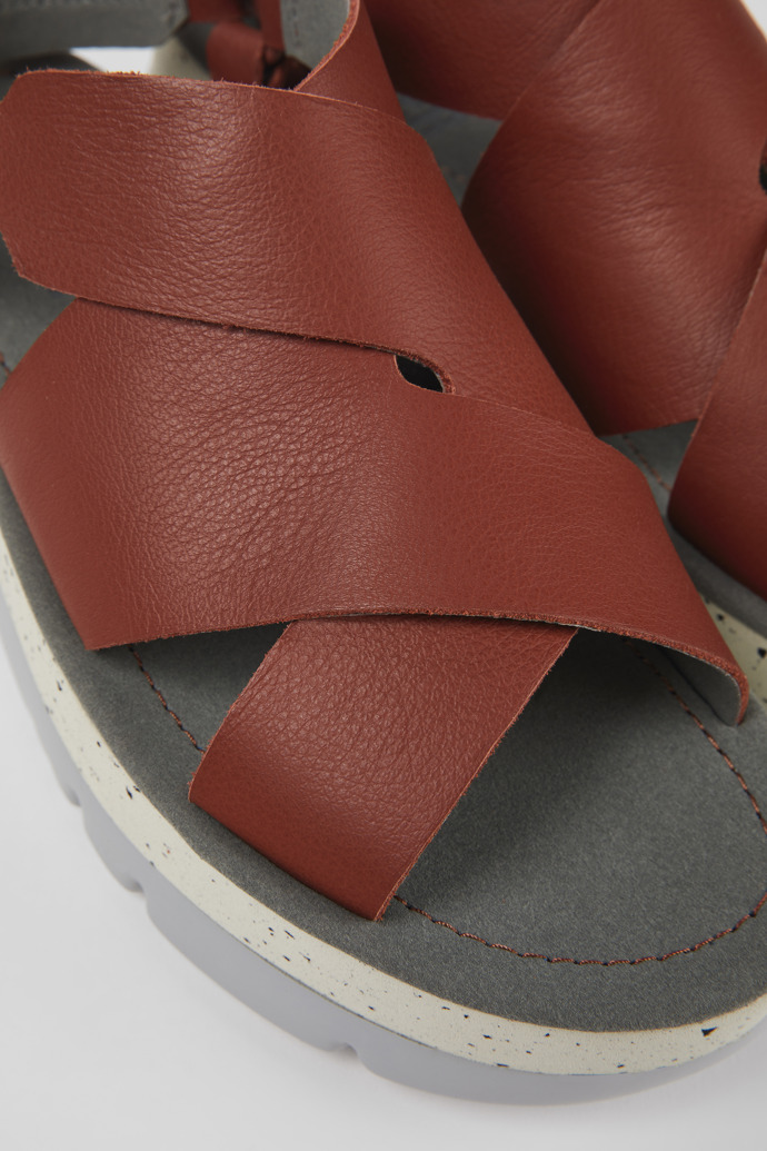 Camper Oruga Up - Sandalias rojas de piel para mujer