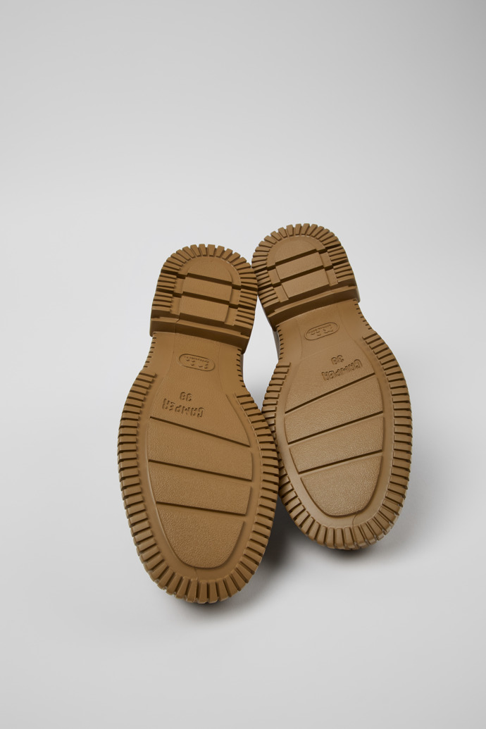 Camper Pix - Zapato de mujer de piel marrón con cordones.