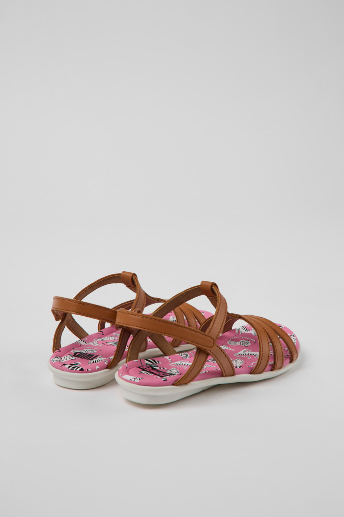 Camper Twins - Sandalias marrones de piel para niños.