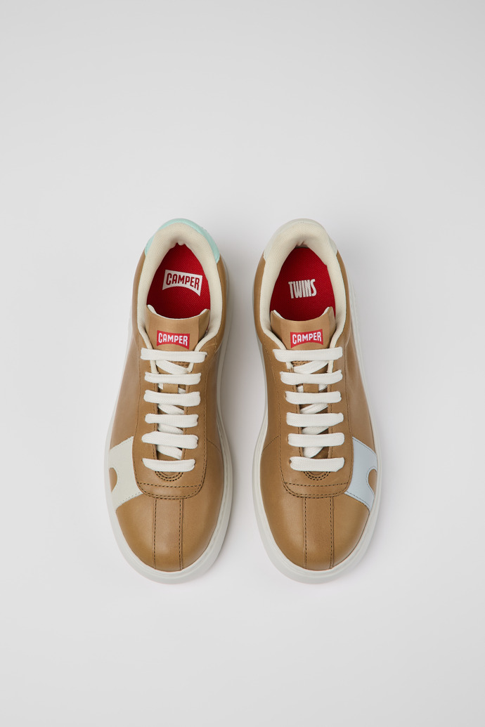 Camper Twins - Zapatillas marrones de piel para mujer