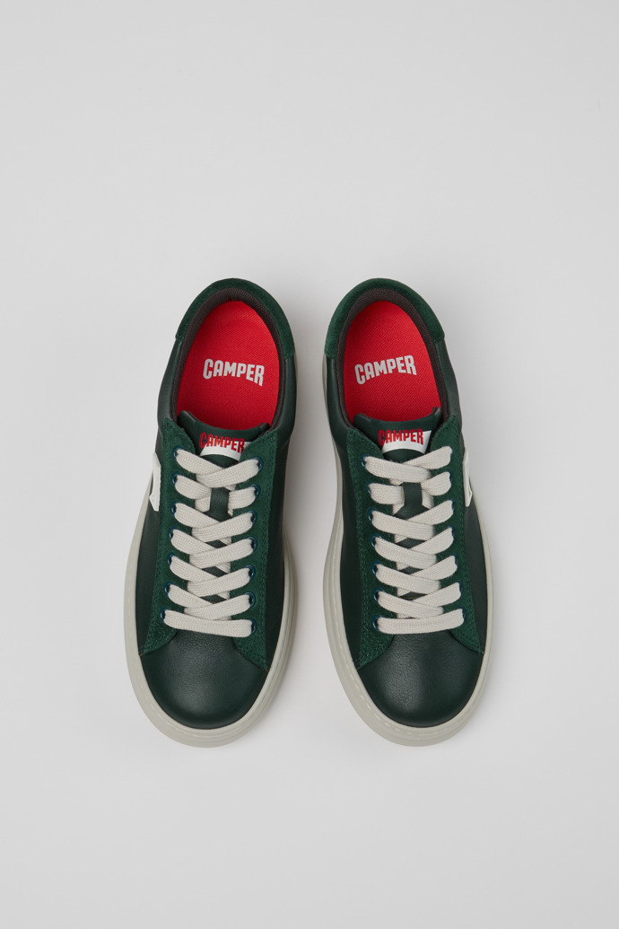 Camper Runner - Zapatillas verdes de piel y nobuk para mujer.
