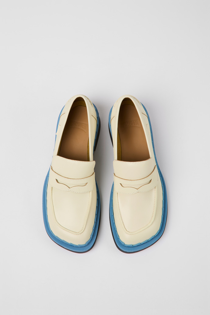 Camper Taylor - Mocasín blanco y azul de piel para mujer