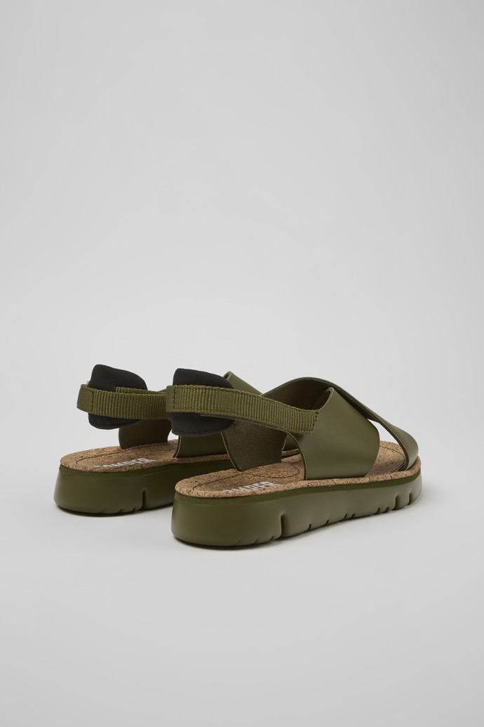 Camper Oruga - Sandalias verdes de piel/textil para mujer