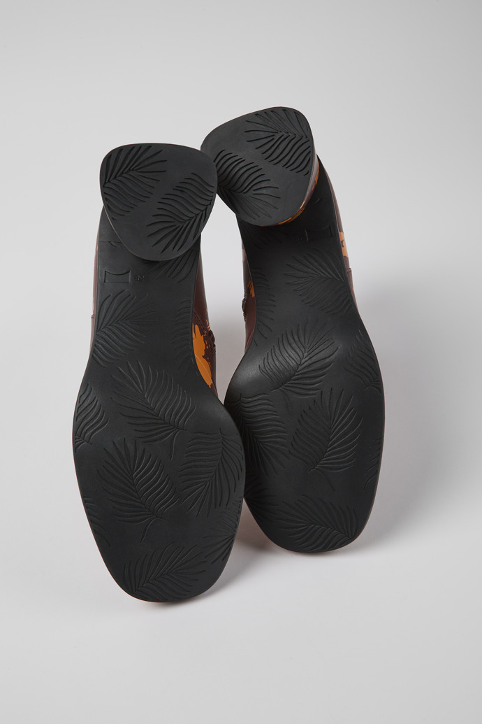 Camper Kiara - Botines de piel estampados para mujer en rojo vino y naranja