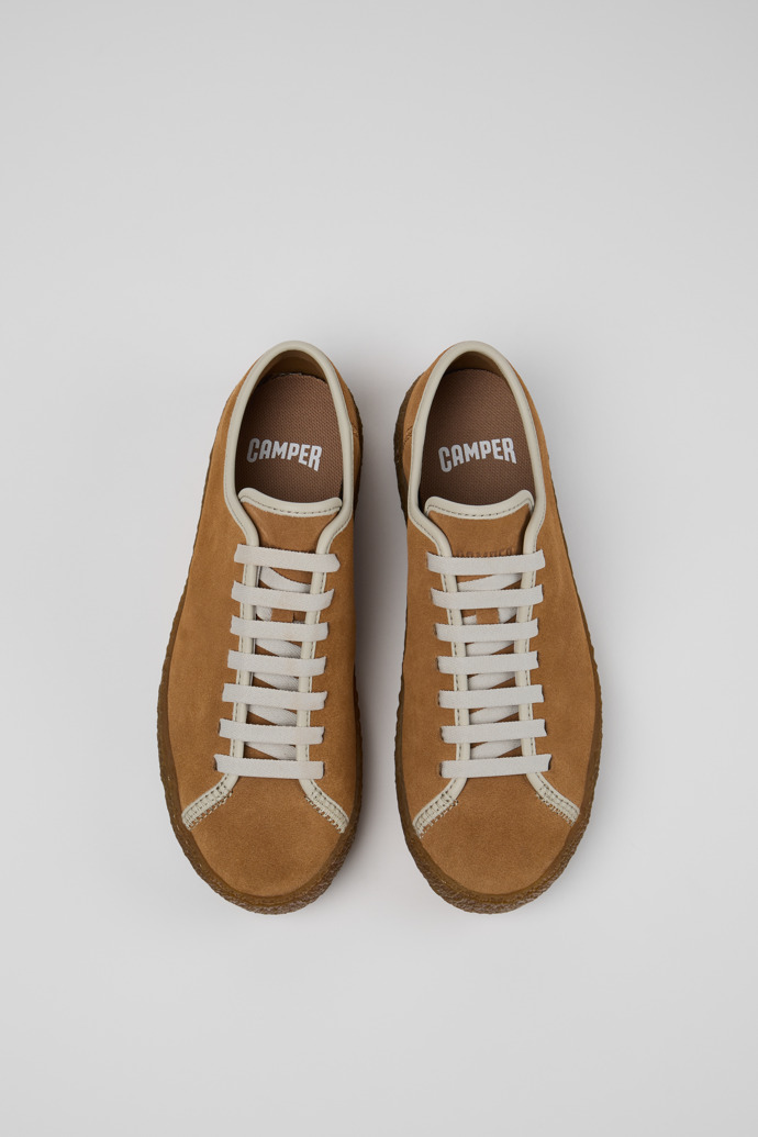 Camper Peu Terreno - Zapato marrón y gris de piel y nobuk para mujer.