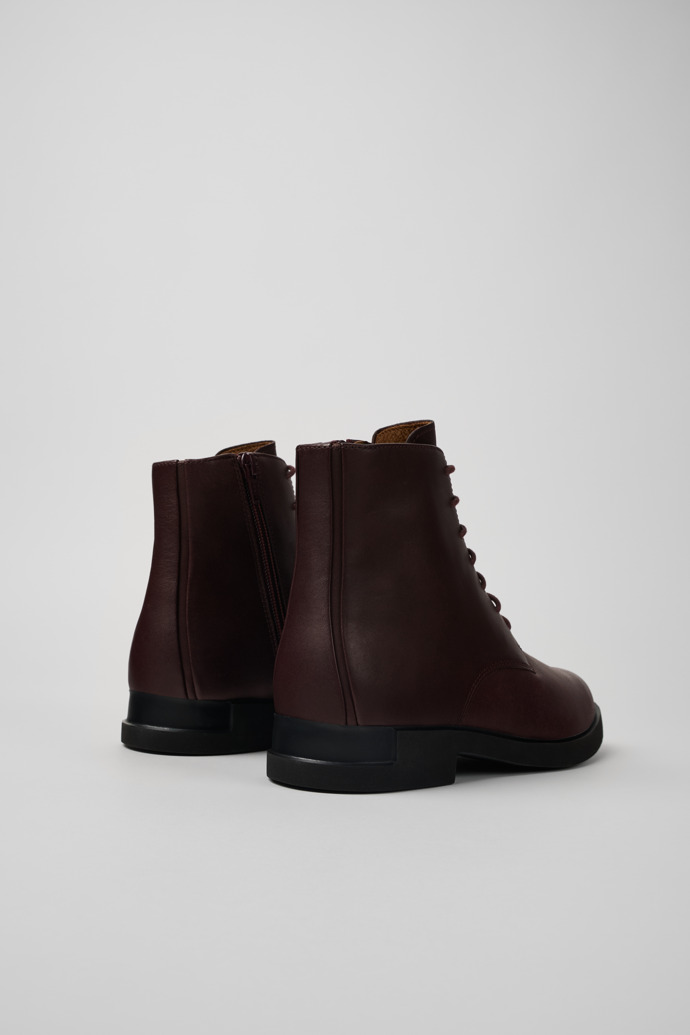 Camper Iman - Botas de piel con cordones color vino para mujer.