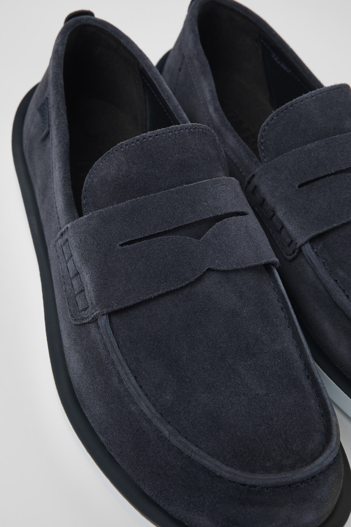 Camper Wagon - Mocasines azules de nobuk para hombre