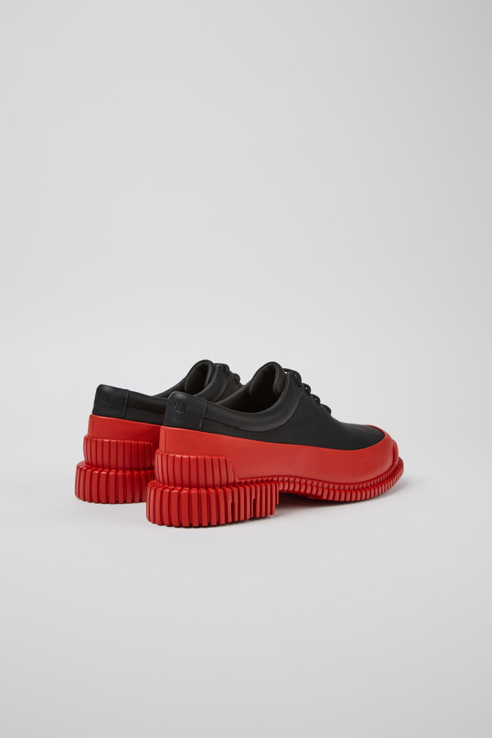 Camper Pix - Zapato de cordones de piel para mujer en negro y rojo