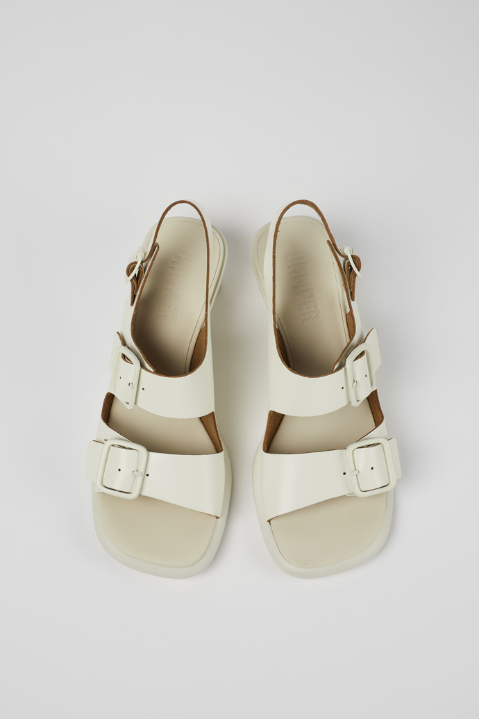 Camper Dina - Sandalias blancas de doble tira de piel para mujer