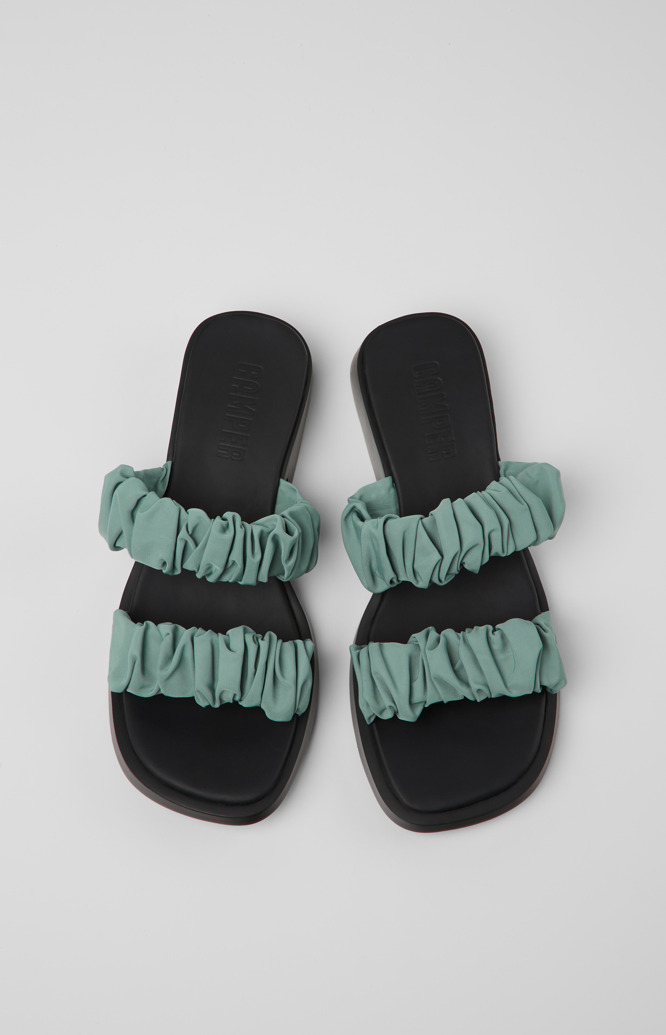 Camper Dana - Sandalias verdes de lona para mujer de PET reciclado.