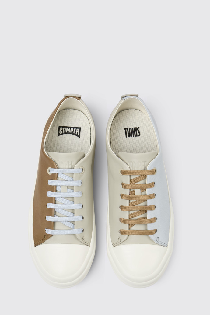 Camper Twins - Zapatillas grises de piel para mujer.