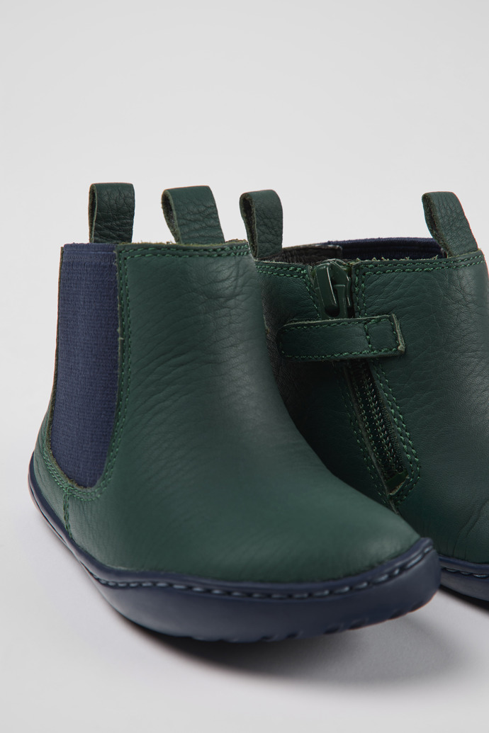Camper Peu - Botas de piel para niños en verde y azul